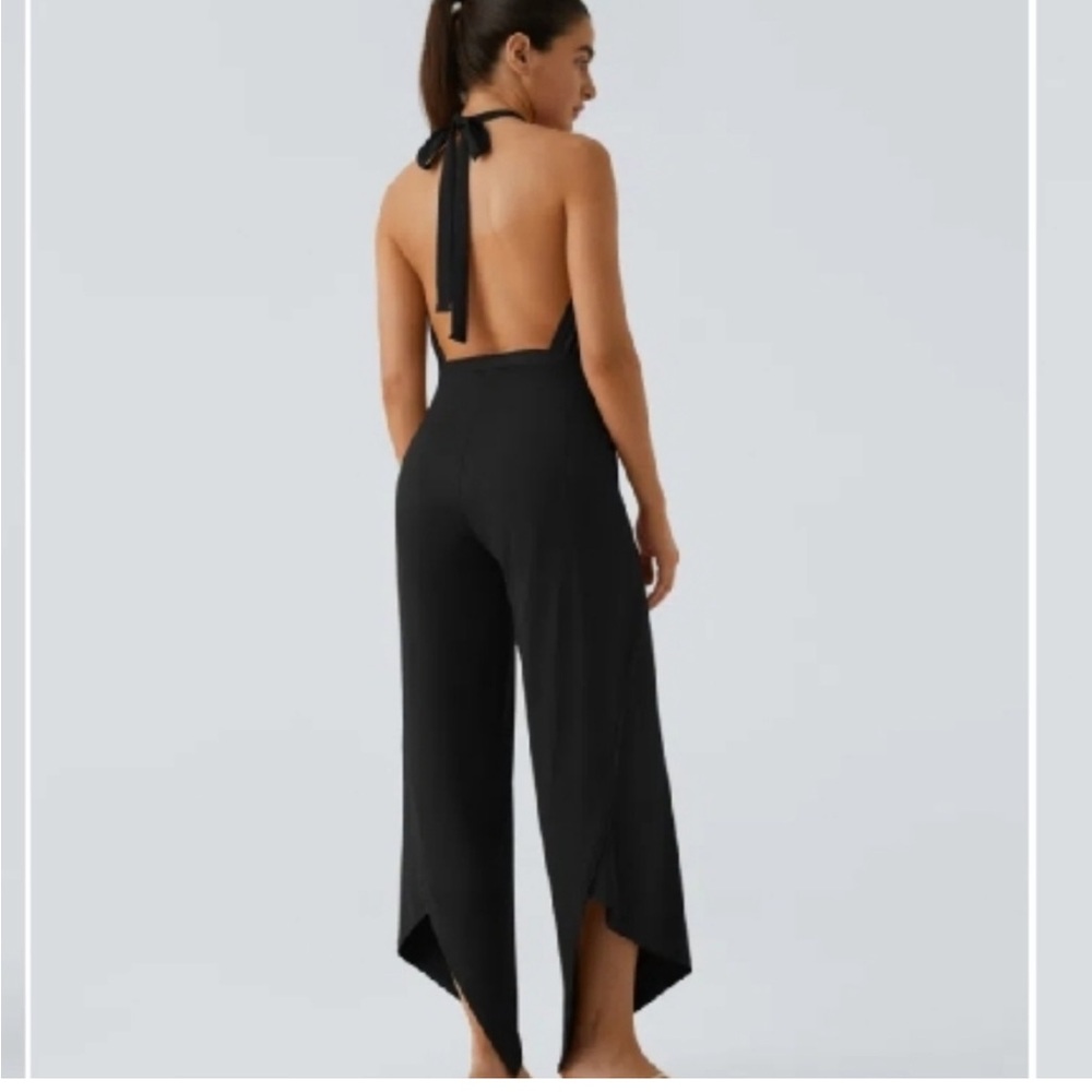 Halara High Waisted Tie Front Split Hem Palazzo Wide Leg Flowy Pants -SOLD OUT